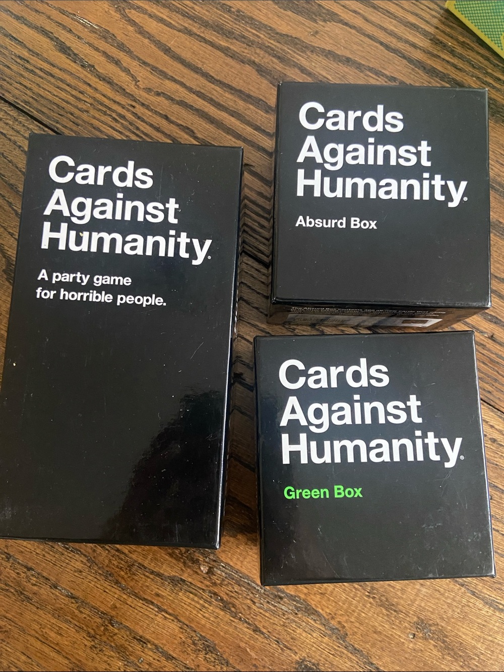 Cards Against Humanity-three packs (original, green box and absurd box)